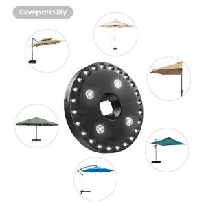 Lampe de parasol de terrasse veilleuse pour parasol de terrasse 3 modes de luminosité 28 lumières LED sans fil