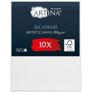 Artina Akademie &ndash; Lot de 10 Ch&acirc;ssis Bois Toile Peinture 40x50 cm &ndash; 2 Fois Peinte au Pr&eacute;alable &ndash; 100% de Coton &ndash; 280 g/m135