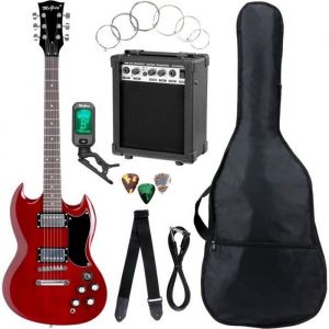 Pack Guitare électrique Noir -  McGrey Rockit  - Guitare électrique Kit Complet Amplificateur de 10 W, Housse, Accordeur et Sangle