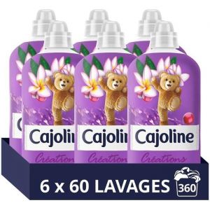 CAJOLINE - Adoucissant linge - 360 lavages - parfum Fleur de tiaré et baies sauvages (lot promo de 6x60)