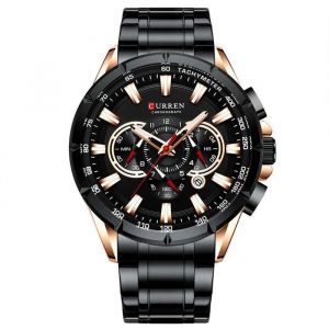 Montre Curren Bracelet Noir Quartz Pour Hommes Etanche Chronographe