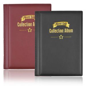 2 Pièces Album de Monnaie Collection - Album de Collection - 120 pièces de monnaie - Noir Rouge