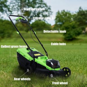 Tondeuse puissante de 1600W - CREMLANK - 3600 tr/min - 1600 W - Diam&egrave;tre de coupe 32 cm - VERT - 90X90X33CM