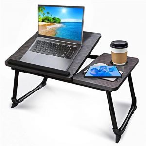 Table dordinateur portable Pliable Plateau de lit 55 x 32 x 25 cm hauteur réglable pieds pliants noir