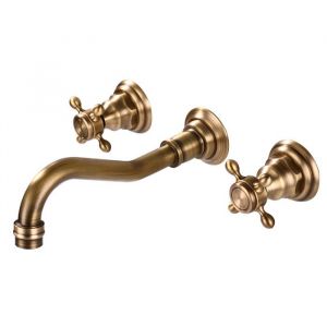 Robinet mitigeur mural pour lavabo de salle de bain 3 trous -couleur antique-MCJ