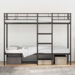 Lit superposés séparables enfant - JM - Sommiers inclus - sans matelas - noir 90x200 cm - acier LL397