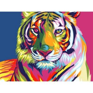 Bimkole 5D DIY Diamond Painting Kits tigre coloré Broderie Diamant Kits De Broderie Au Point De Croix Décor à La Maison 30X40cm