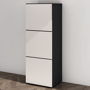 Mai & Mai Armoire à Chaussures Commode à Chaussures Entrée Meuble à Chaussures Gris Noir Mat + Blanc Mat 45x36x120 cm ACH2