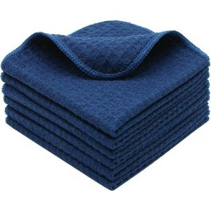Torchons de Cuisine Super Absorbant Microfibre Chiffon nettoyant Serviettes de CuisineLavette Bleu Marin 6 Pack 30cmx30cm