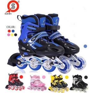 Roller Inline pour enfants KEKE-Roller - Bleu - Taille ajustable 32-37 - Conception de sécurité renforcée
