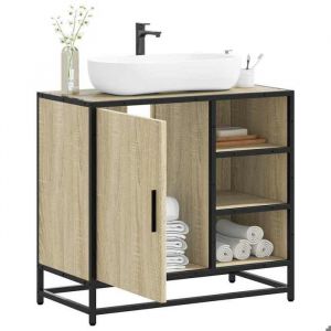 HSF&reg; Armoire lavabo de salle de bain - Meuble rangement pour bain/ARMOIRE WC - ch&ecirc;ne sonoma bois ding&eacute;nierie mcv20836