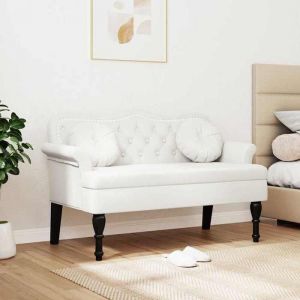 Black FridayBanc de Salon - Banquette pour couloir Chesterfield Blanc 1205 x 65 x 75 cm Simili cuir 03_72799256