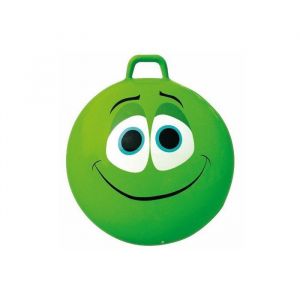 Ballon sauteur geant Skippy Ball 65 cm vert visage - Balle gonflable avec poignee - Jeu pour sauter gym sport - Enfant 80 kg max