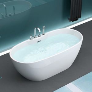 Baignoire îlot acrylique blanc ovale 170x80x60cm - Mai & Mai - V605MA - Robinetterie et trop plein inclus