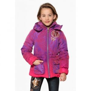 Manteau Cardefeu Rose - Desigual - Enfant Fille - Col montant - Imprimé fantaisie - 2 poches pressionnées
