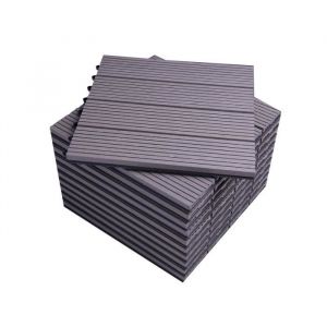 Lot de 11 Dalle de terrasse en composite bois-plastique - WOLTU - Gris clair - 30x30 cm - 1 m²