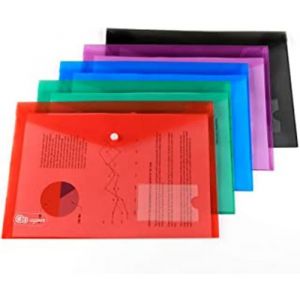 20Pcs Pochette Document A4 Transparent 5 Couleurs Pochette Porte Document Plastique A4 À Bouton Pression Avec Porte Carte Pour Four
