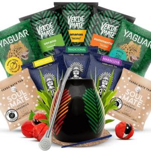 Yerba Mate Set Guarani Soul Mate Verde Mate &Eacute;chantillons 10x50g - Calebasse Mate Samba - 350 ml