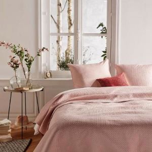 Dessus de Lit - PARIS PRIX - Dolce - 240x260cm - 2 Taies - Polyester Rose