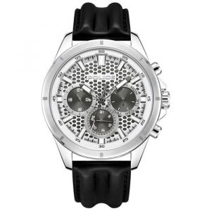 Montre Quartz Homme - POLICE - Malawi PEWJF2204104 - Acier inoxydable - Cadran Argent - Bracelet Cuir Noir