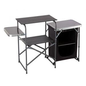 Armoire de camping pliante - NILS CAMP - NC3040 - Noir - Aluminium et Oxford 600D - Plateaux lat&eacute;raux pliables