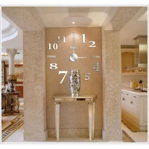DIY 3D Horloge Murale Design Géante  - Avec Chiffres Horloge murale 3D - Moderne - Décoratif -WER