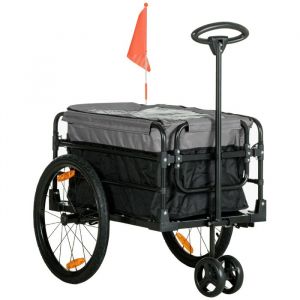 2 en 1 remorque de v&eacute;lo remorque cargo 20 pouces pneu pneumatique remorque de transport de v&eacute;lo 40 kg poids de charge 130 x 64 x 64