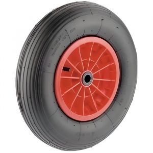 Roue gonflable - ROUES-ET-ROULETTES.COM - 400 x 100 mm - Polypropylène rouge - Charge 200 Kg - Pneu 6 ply