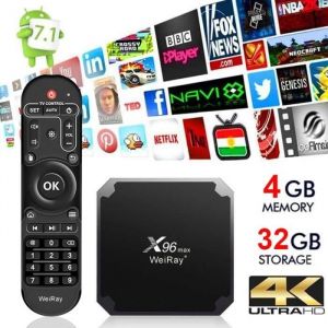Smart TV BOX 4GB+32GB WEIRAY® X96 Max Android 7.1 S905W Quad Core Lecteur Multimédia WiFi 4Kx2K HD