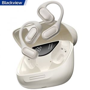 Casque suspendu &agrave; loreille Blackview AirBuds 200 &Eacute;couteurs sans fil Bluetooth 5.4 500 mAh IP68 &eacute;tanche - Blanc