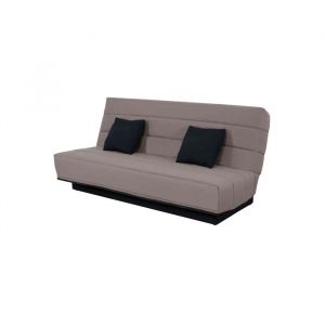 Banquette clic-clac unie avec housse taupe + 2 coussins - CC10003 - Taupe - Fabriqu&eacute; en France - Dunlopillo