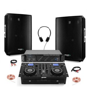 Pack Sono - GEMINI CDM-4000BT Bluetooth USB CD MP3 - Ampli AMP1000-MKII 2x800W - 2 Enceintes DISCO15B 700W - Pieds SS01B-MINI