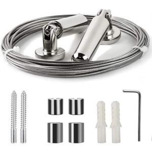 5m kit de câble en acier pour rideaux fixation et câble pour rideau en acier inoxydabletringle à rideau fil de suspension de fer