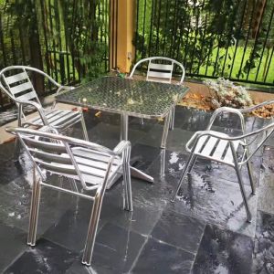 YOSICOL Table de Bar Inox Aluminium Table Bistro M28 Carrée 60x60x70cm
