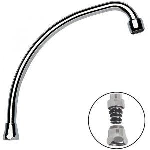 Bec universel luxe col de cygne chrome - Ecrou 20/27 - Longueur 250 mm - Plomberie.fr