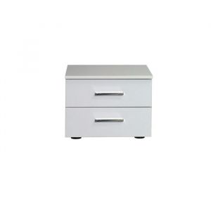 Lot de 2 tables de chevet SENA &ndash; 2 tiroirs &ndash; Blanc brillant &ndash; Style moderne