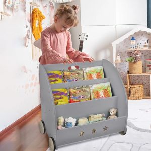 JEOBEST Basse Bibliothèque Rangement 60*40*57cm Massif Étagère pour Salon Chambre Cadeau danniversaire pour Enfants