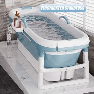Amiremplie BAIGNOIRE   Baignoire adulte 118*60*53cm Baignoire pliable avec couvercle Bleu