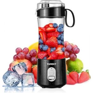 Blender Portable 380ml Mixeur portable pour fruits rechargeable avec USB-C mini blender pour smoothie rechargeable et 6 lames 3D
