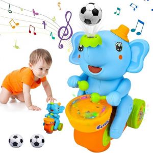 Jouet Éléphant Musical Interactif Avec Lumières Et Tambour Pour Enfant – Jouet Bébé Lumineux Et Sonore Éducatif 1 2 3 Ans – Jouet