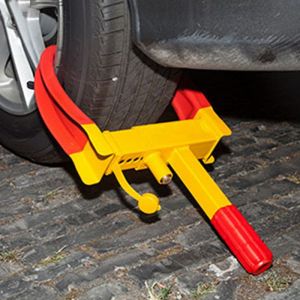 Antivol sabot de roue - Cecaylie - Acier &eacute;pais - 175-285 mm - Rouge et jaune - 3 cl&eacute;s - Sans installation