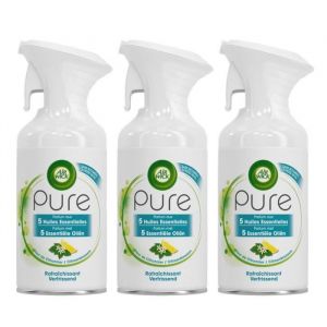 Lot de 3 Désodorisants Maison Aérosol Pure aux 5 Huiles Essentielles Parfum Fleur de Citronnier Rafraichissant - 250ml