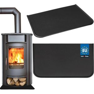 Plaque de protection sol pour po&ecirc;le de chemin&eacute;e - 40x60 cm - en acier rev&ecirc;tu par pulv&eacute;risation - Noir - Kotarbau