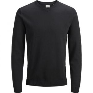 Pull en tricot - JACK & JONES - Noir - Col V - Coupe droite - 100% Coton