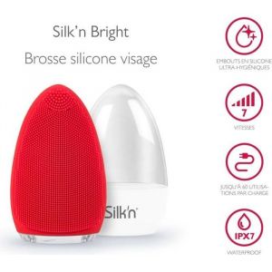 Brosse nettoyante pour le visage Silkn BRIGHT rouge - Rechargeable - hypoallerg&eacute;nique