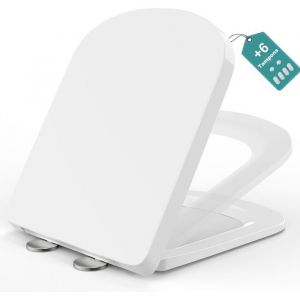 Abattant WC MEEJEE Carr&eacute; Frein de Chute Clipsable Blanc Installation Rapide