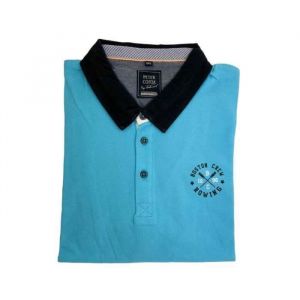 Polo Homme &ndash; Manches Courtes &ndash; Bleu & Col Contrast&eacute; &ndash; Style Sport Chic &ndash; Confort & Tendance