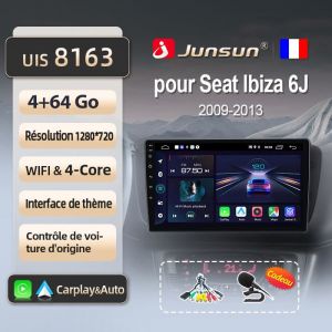 Junsun 4Go 64Go WIFI adaptateur autoradio pour Seat Ibiza 6j 2009 2010 2011-2013 accessoire autoradio android voiture carplay GPS