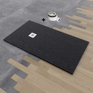 120X100 cm Receveur de douche en r&eacute;sine extra-plat Noir 120 X 100 X 6 cm