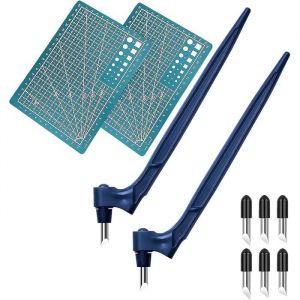 Cutter de Pr&eacute;cision Outils de Coupe artisanat 2 Stylo de Coupe avec 4 Morceaux de Lame Rotative &agrave; 360 Degr&eacute;s 2 Tapis de